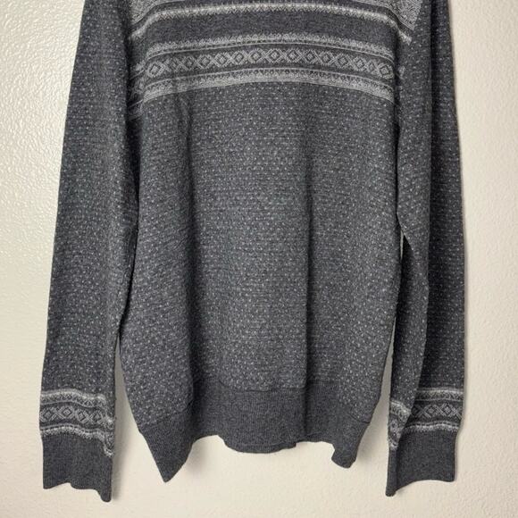 Banana Republic Sweater Men's Large Fair Isle Pullover Wool Cashmere Gray, White - Picture 14 of 16